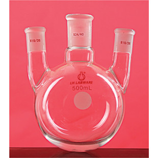 5000mL Straight Three-Neck Round Bottom Flask (Thick Wall) Thick Glass Tube Manual Mold Blowing LH-10-4002, Intermediate Grinding Mouth: 40, Side Grinding: 24, LH Labware