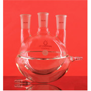 250mL Straight Three-And-A-Half Jacketed Round Bottom Flask (Thick Wall) LH-11-R-05, Intermediate Grinding Mouth: 24, Side Grinding: 19, LH Labware