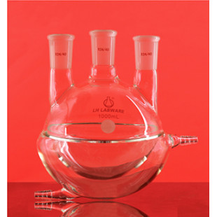 250mL Straight Three-And-A-Half Jacketed Round Bottom Flask (Thick Wall) LH-11-R-04, Intermediate Grinding Mouth: 19, Side Grinding: 19, LH Labware