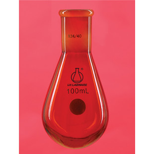 50mL Brown Eggplant-Shaped Flask (Thick Wall) Thick Glass Tube Hand-Molding LH-136850, Grinding Size: 14, 2pcs/Pax, LH Labware