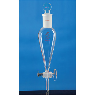 60mL Pear-Shaped Separatory Funnel Glass Interchangeable Door (Ball with Thick Glass Tube Manual Mold Blowing), Upper Grinding 14#, Gate Type: Glass Interchangeable Door, LH-218-002, LH Labware