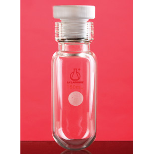 100mL Short Thick Wall Pressure Bottle, Inner Screw 15#, Outer Diameter 55mm, Height 125mm, LH-251-100, LH Labware