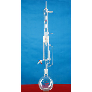 1000mL Spherical Fat Extractor With Discharge Valve LH-276-E82, Grinding Mouth: 24, Condenser Grinding Mouth: 55, LH Labware