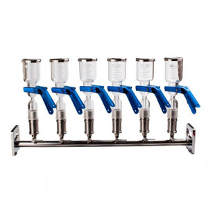 Laboratory Glass Vacuum Filtration Manifolds (Vacuum Filtration Apparatus), 6-branch Manifold, 300ml Glass/SS316L Funnel, SS316L Manifold, Orioner