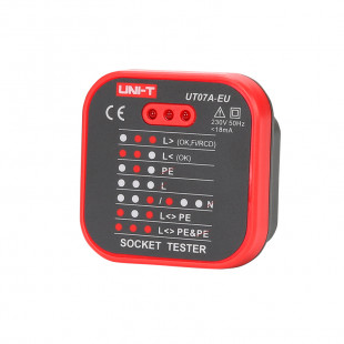 Socket Tester UT07B-IND, LED Indications, RCD Test, Ground/Neutral/Live missing, Live/Ground Reverse, Uni-T