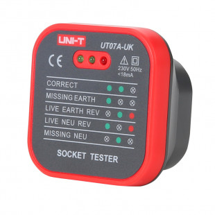 Socket Tester UT07A-UK, LED Indications, Live Missing, Neutral Missing, 64g, Uni-T