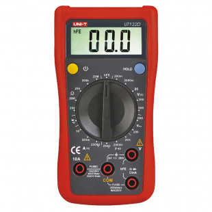 Palm Size Digital Multimeters UT132D, Transistor, Low Battery Indication, Continuity Buzzer, Input Impedance for DCV: Around 10MΩ, Uni-T