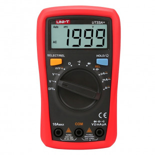 Palm Size Multimeter UT33A+, Auto Range Selection, AC current: 200.0μA～10.00A	±(1.2%+3), Loud Buzzer, Uni-T
