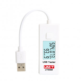 USB Tester UT658B, 0.0A~3.0A Current Monitor, 10 Sets Capacity Data Storage, Lightweight, Portable, 0.01V Voltage Resolution, Uni-T