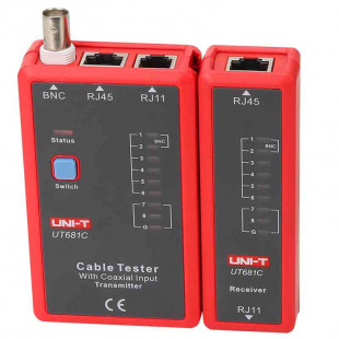 Cable Tester UT681C, To test for: RJ45/RJ11/BNC, LED Status Display, Single Key Operation, Manual/auto Power Off, Low Battery Indication, Uni-T
