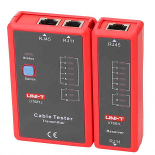 Cable Tester UT681L, To Test For: RJ45/RJ11, LED Status Display, Single Key Operation, Manual/auto Power Off, Low Battery Indication, Uni-T