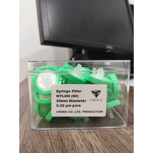 JTSF0331	VSF0020	syringe filter,	NYLON 66,	Ф25mm, 0.22μm,  Nylon 66（hydrophobic), 40pc/pk