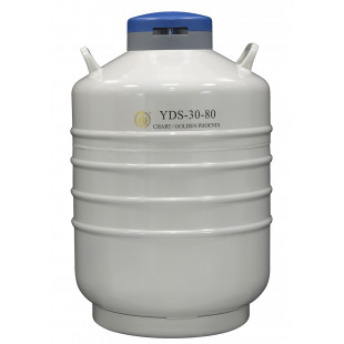 Liquid Nitrogen Cylinder for Storage (Moderate),With 6ea. 120 mm High Canisters , Capacity 31.5L, Empty Weight 13.5kg, YDS-30-80, Chart 