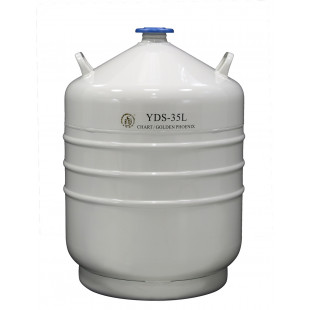 Liquid Nitrogen-Only Cylinder, No canister/neck ring, Capacity 35.5L, Empty Weight 13.8Kg, YDS-35L, Chart 