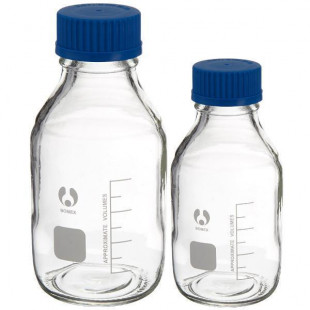 Lab Bottle, 100 mL, Clear GL3.3, Blue Cap, Borosilicate, Bomex (4pcs/pack)