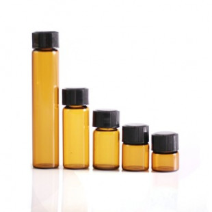 Specimen Vial 10 mL, OD22 x 52 mm Black PP Screw Cap and PE Liner Amber Glass HmbG (100pcs/pack)