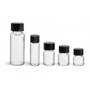 Specimen Vial 4 mL, OD15 x 45 mm Black PP Screw Cap and PE Liner Clear Glass HmbG (248pcs/pack)