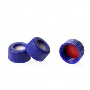 Vial Cap, 9 mm PP Blue / PTFE White / Silicone Septa 6 mm Centre Hole for 1.5 / 2.0 mL Vials HmbG (100pcs/pack)