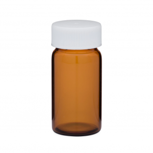 Specimen Vial 20 mL, OD27 x 57 mm White PP Screw Cap and PE Liner Amber Glass HmbG (100pcs/pack)