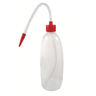 Safety Wash Bottle, 250 mL, Oval, with Cap and Tube Plastic, LC (MOQ 4pcs/pack)