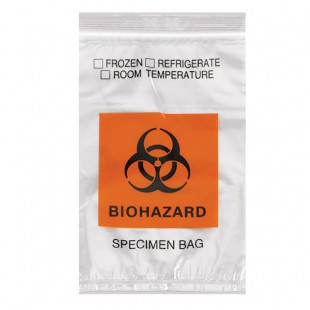 Safety Bag Biohazard, 160 x 200 mm, 6" x 9" with Ziplock LDPE (100pcs/pack)