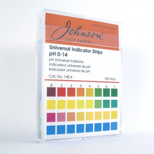 Indicator Paper, pH 0-14, Strip Type, Cat. No. 140.4, Johnson, 100 strips/box
