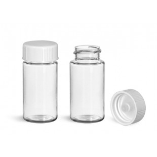 Specimen Vial 20 mL, OD-27.5 x H-55 x Neck ID-17.4 mm, White PP Screw Cap and Liner, Japan (50pcs/pack)