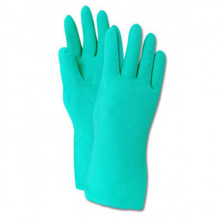 Safety Glove, Nitrile, Size: L, Heavy Duty Flock-lined Chemical Resistant