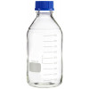 Lab Bottle 1000 mL, Clear Glass GL 45, Blue Cap, D-101 x H-225 mm, Soda Glass