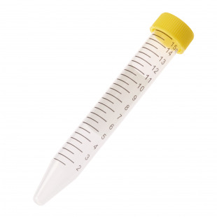 Centrifuge Tube, 15 mL, Conical Bottom, Yellow Screw Cap, 17 x 120 mm, Non-Sterile, Polypropylene (25pcs/pack)