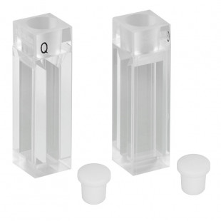 Quartz Cuvette 1.5 mL, 12 x 12 x 45 mm with Teflon Cap, 2 Sides Clear Quartz Square (1pair)