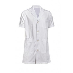 Lab Coat, White Cotton, Size L, Short Sleeves, C48" x S18" x L39.5"