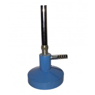 Bunsen Burner, Chromed Straight Brass Tube, Painted Heavy Base with Spare Nipple