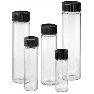 Specimen Vial 15 mL, OD-25 x H-55 x Neck ID-13.1 mm, Black Phenolic Screw Cap, Japan (50pcs/pack)